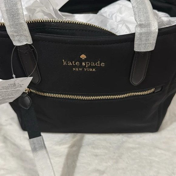 NWT Kate Spade Medium Chelsea Satchel Black Nylon Gold Tone Hardware. - Picture 4 of 7